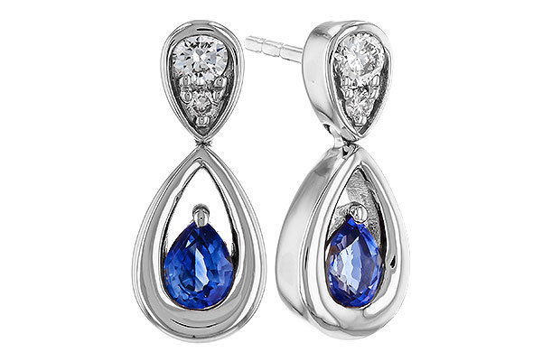 A311-30767: EARRINGS .42 SAPPHIRE .54 TGW (4x3 SAPP)