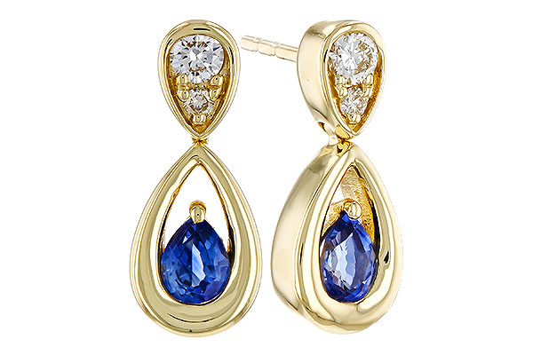 A311-30767: EARRINGS .42 SAPPHIRE .54 TGW (4x3 SAPP)