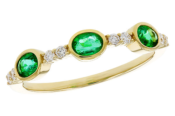 A311-36185: LDS WEDDING RG .46 TW EMERALD .58 TGW