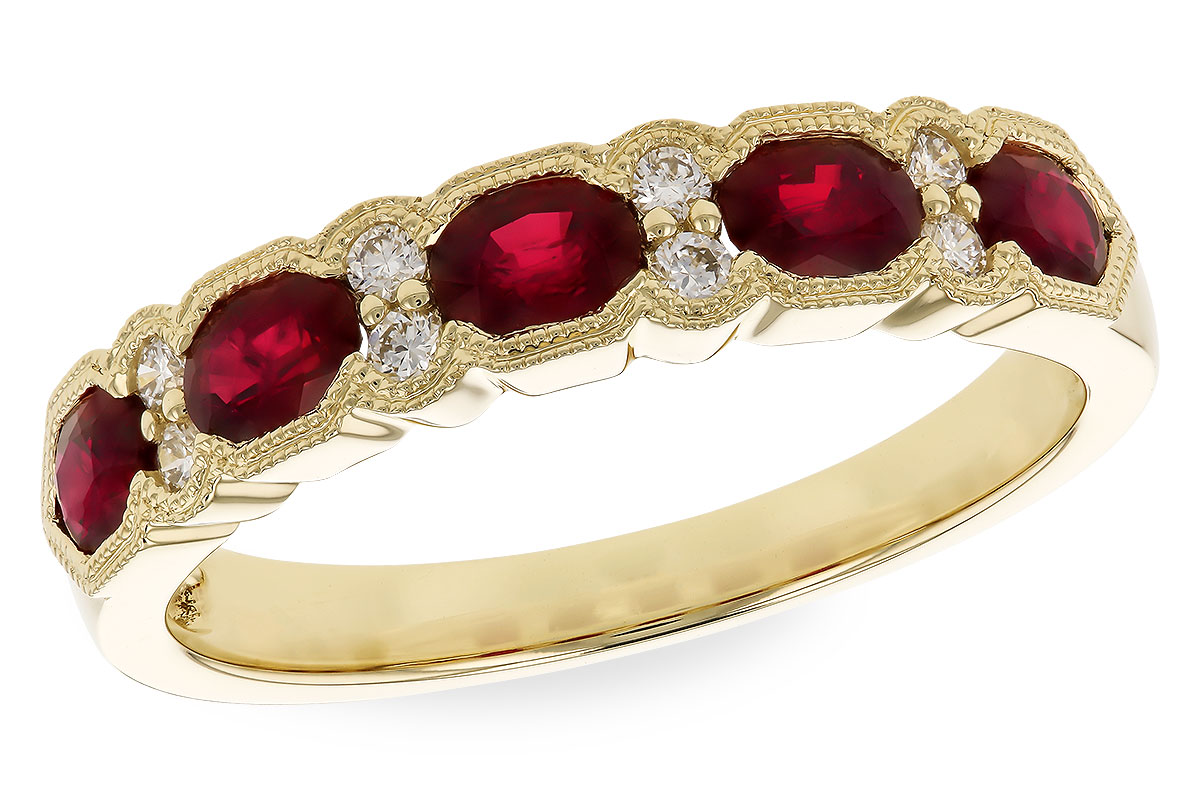 B310-42585: LDS WED RG .88 TW RUBY 1.00 TGW (4x3MM RUBY)