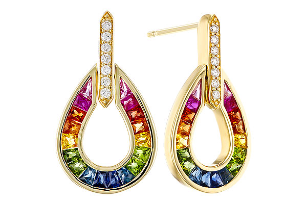 E311-30757: EARRINGS 1.18 MULTI-COLOR SAPP 1.25 TGW