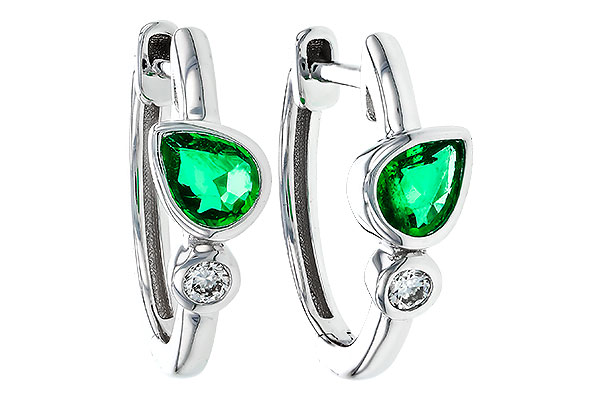 F311-32630: EARRINGS .38 TW EMERALD .44 TGW