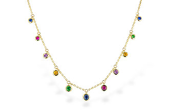 G310-43484: NECK .90 TW MULTI-COLOR SAPPH & GREEN GARNET (18")