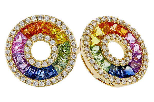G311-30757: EARRINGS 2.10 MULTI-COLOR SAPP 2.37 TGW