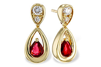 G311-30766: EARRINGS .40 RUBY .52 TGW (4x3 RUBY)