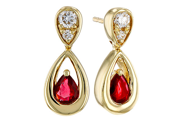 G311-30766: EARRINGS .40 RUBY .52 TGW (4x3 RUBY)