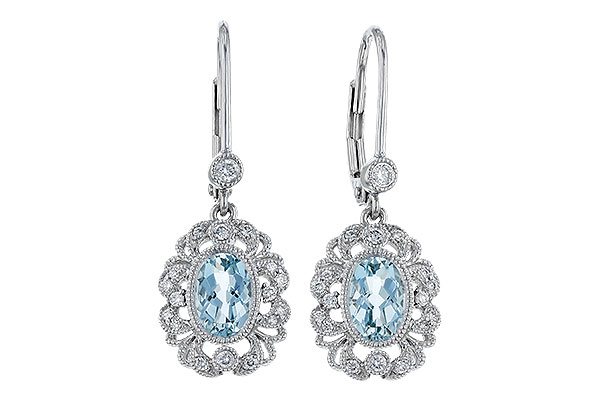 H311-28957: EARRING .75 TW AQUA .92 TGW (7x5MM AQUA)