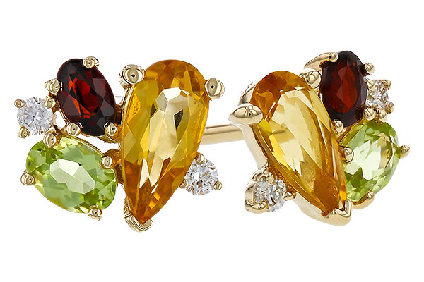 H311-30757: EARRINGS .66 SEMI PREC (CIT,PER,GAR) .70 TGW