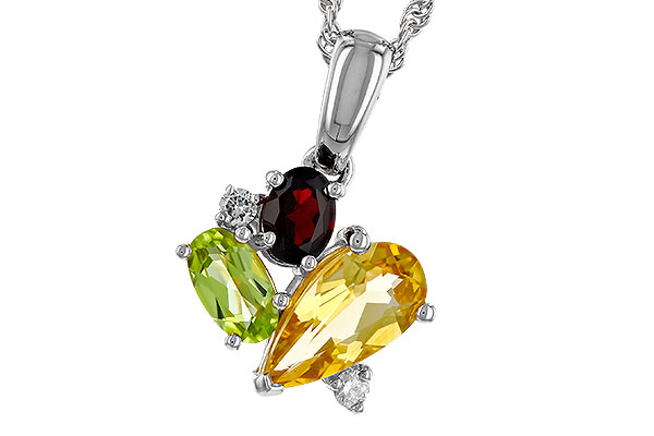 K311-30757: NECKLACE .79 SEMI PREC (CIT,PER,GAR) .82 TGW