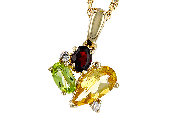 K311-30757: NECKLACE .79 SEMI PREC (CIT,PER,GAR) .82 TGW